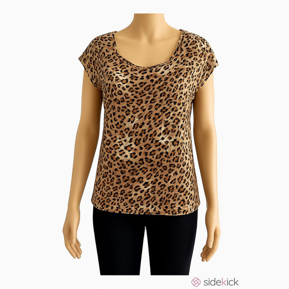 Wip Melody Tops - WIP Melody semi casual topshirt M scoop neck leopard print detailed back